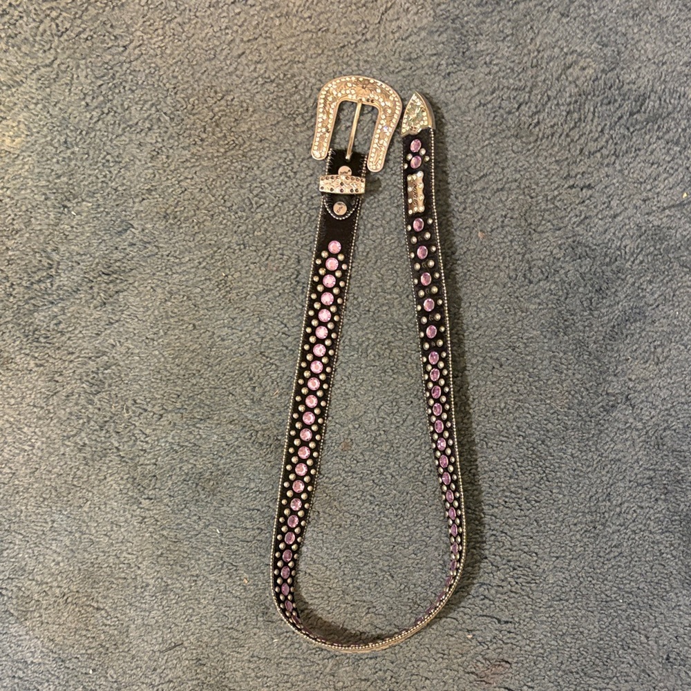 Black and Purple Rhinestone Stidded Women's Belt